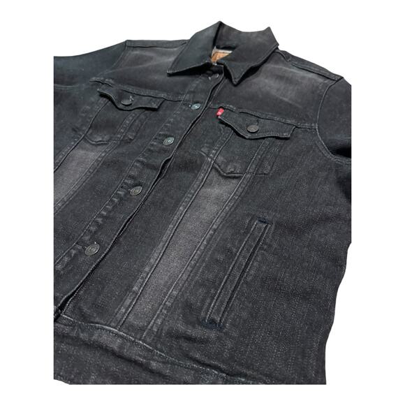 Levi's Trucker black denim jacket with BLANK red tab size Large - Picture 2 of 14